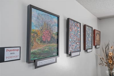 Artwork displayed on a wall in a common area