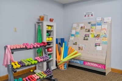 Indoor exercise equipment and birthday card display