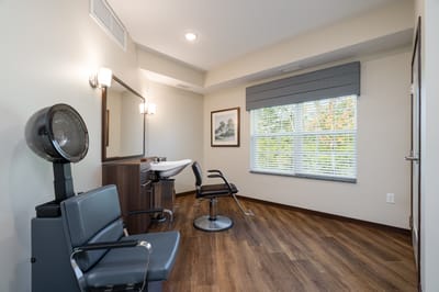Interior view of a salon area in the facility