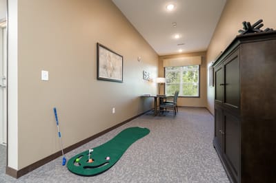 Indoor activity space with putting green