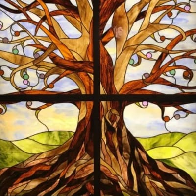 Stained glass tree artwork