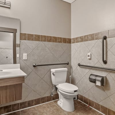 Accessible bathroom with safety features
