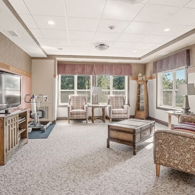 Bright common area with comfortable seating