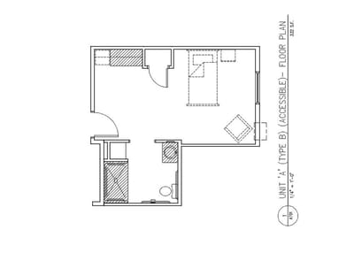 Floor plan of an accessible unit type