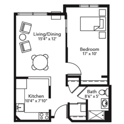 Architectural floor plan of a residential unit