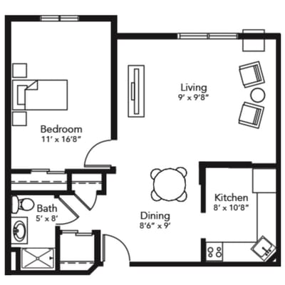 Architectural floor plan of a unit layout