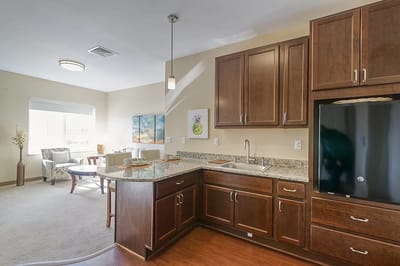 Bright, modern kitchen in a resident apartment