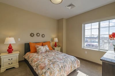 Cozy private resident room with bright decor
