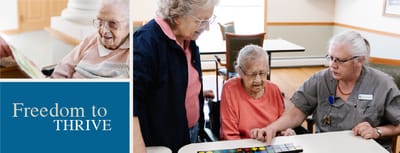 Residents and staff engaging in a group activity
