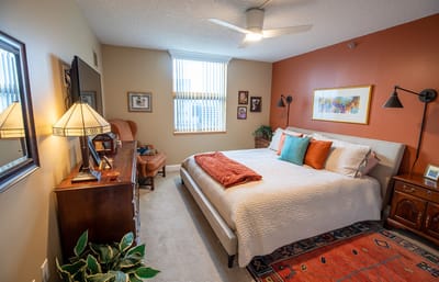 Cozy bedroom in an assisted living facility