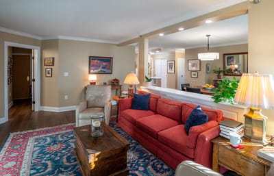 Cozy interior of a common living space with furniture