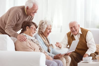 Residents enjoying time together in a lounge area
