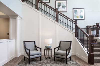 Bright and inviting common area with seating