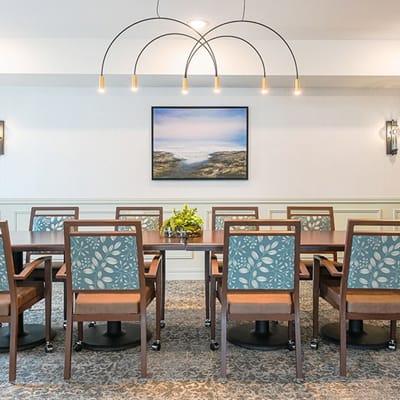 Bright and modern common area with seating