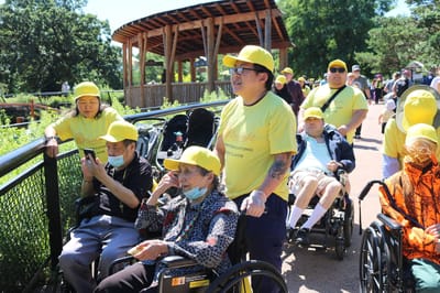 Residents participating in an outdoor activity at a park