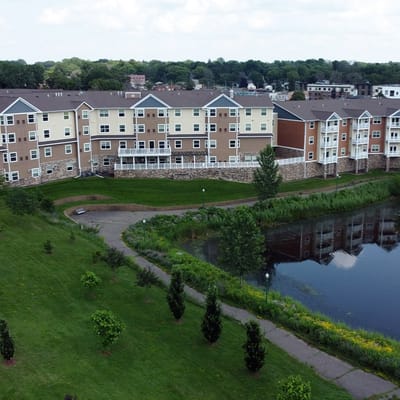 Aerial view of the Polar Ridge Senior Living complex