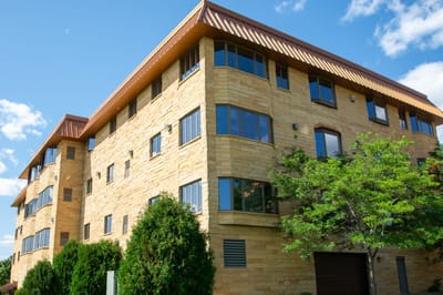 Exterior view of a multi-story assisted living facility