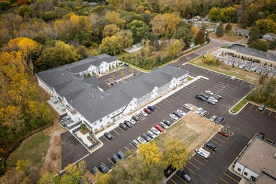 Aerial view of Caretta Senior Living Maplewoo with landscaped surroundings