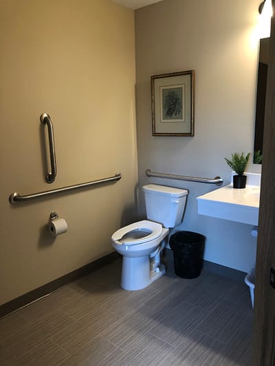 Private restroom in a senior living facility