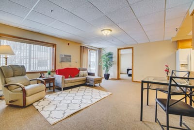Cozy common area with seating and decor