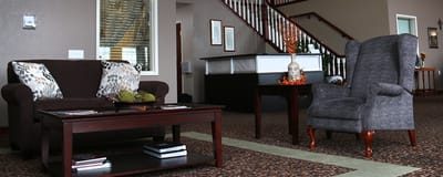 Comfortable seating area in a facility lobby