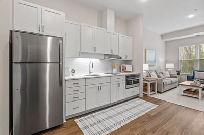 Modern kitchen area in a senior living unit