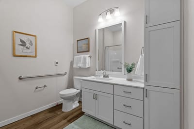 Modern bathroom design in a senior living unit