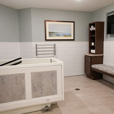 Interior view of a therapeutic bathing area