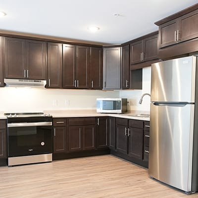 Modern kitchen setup in a senior living facility