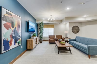 Indoor common area with seating and decor