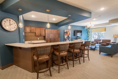 Interior common area with seating and bar