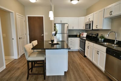 Modern kitchen interior of a senior living unit