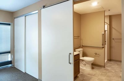 Interior view of a resident bathroom