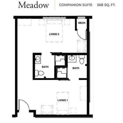 Architectural floor plan for a companion suite
