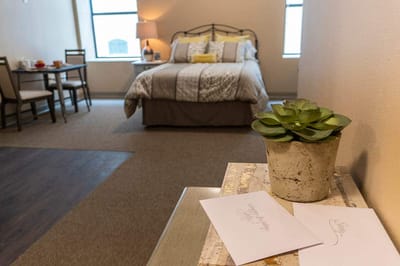 Cozy interior of a resident room with plants and decor