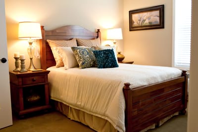 Cozy bedroom setup in a resident room