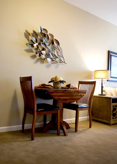 Cozy dining table setting in a facility interior