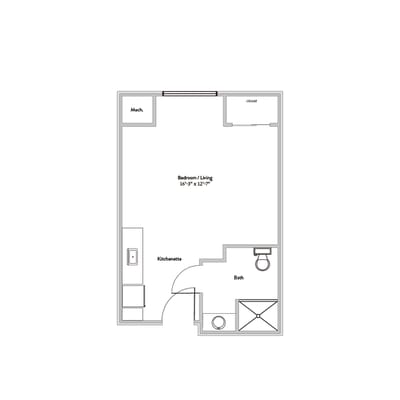 Architectural floor plan of a living unit