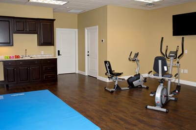 Exercise equipment in a fitness room