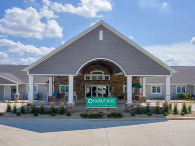 Cedarhurst facility entrance with logo sign