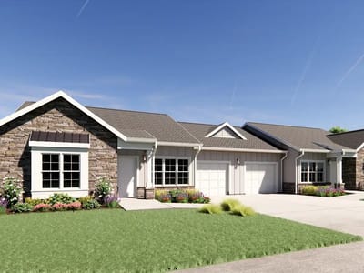 Exterior view of a residential building with landscaping