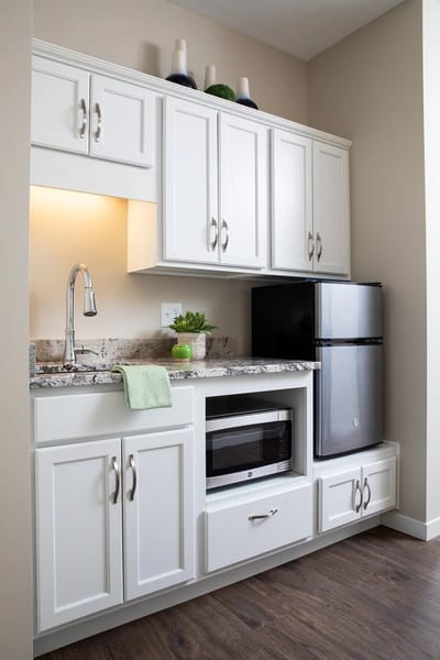 Modern kitchenette area with sleek design