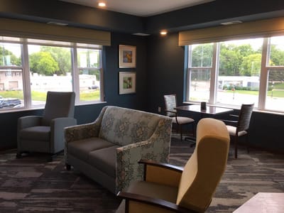 Cozy interior lounge area with seating