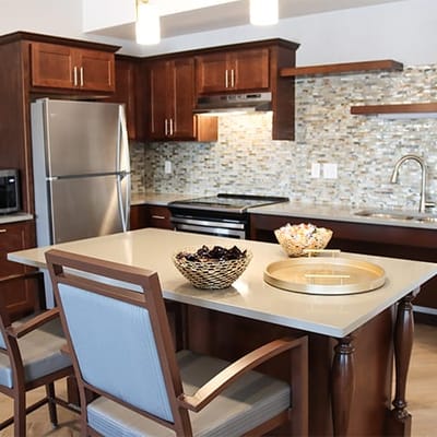 Modern kitchen in a senior living apartment