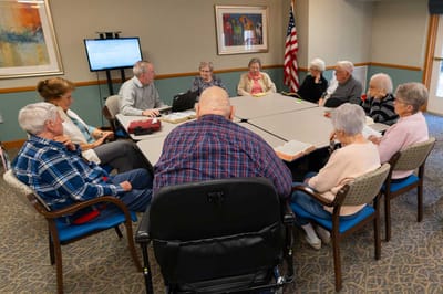 Residents engaged in a group activity session