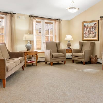 Bright common area with comfortable seating