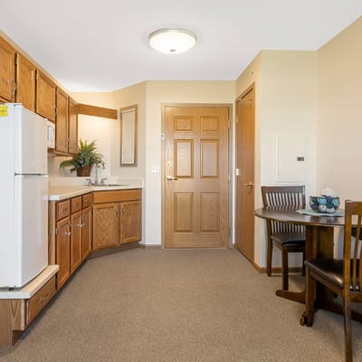 Cozy kitchen area in a resident room