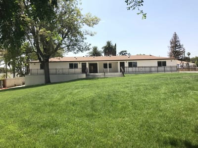 Exterior view of a building surrounded by grass.
