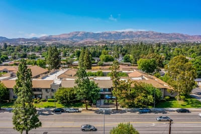 Aerial view of Chatsworth Commons Senior Living exterior