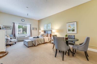 Cozy resident room with seating area